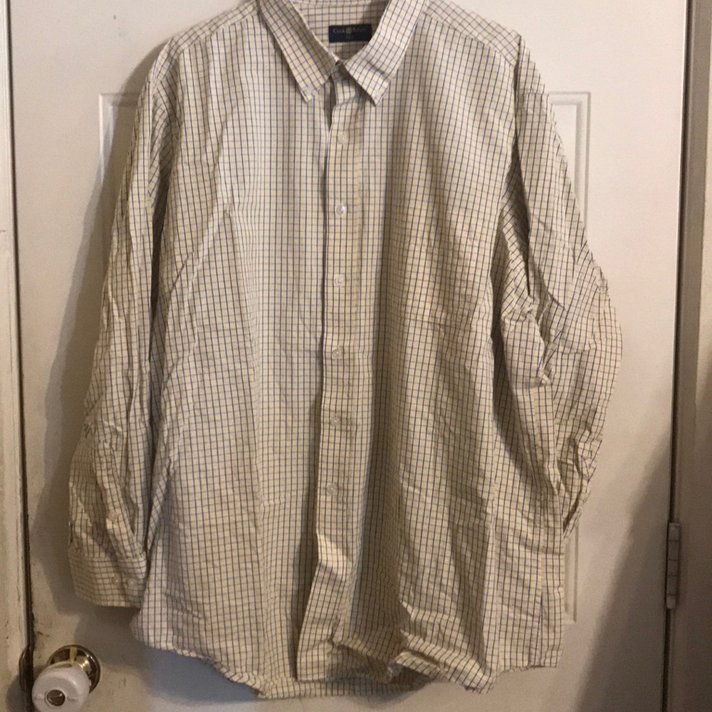 Club Room Tall yellow, blue plaid dress shirt